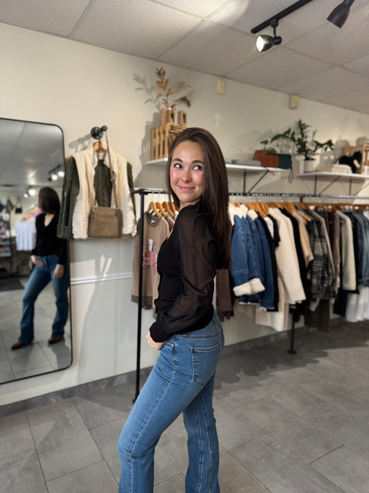 Celeste Mixed Media Sweater | Black