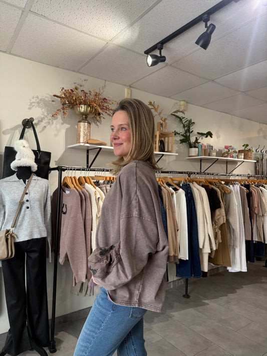 Dolman Washed Terry Pullover | Mocha