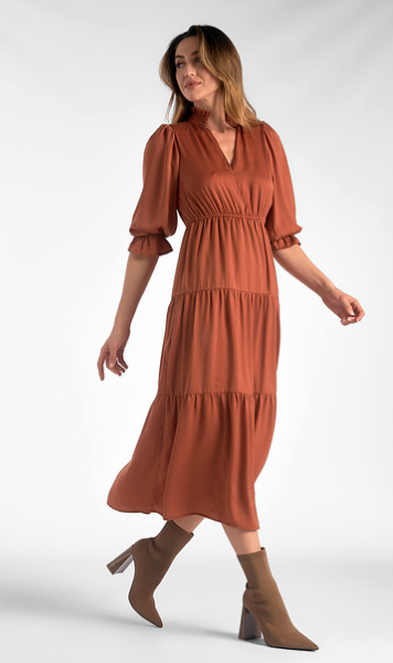 Tiered Silk Midi Dress image 0