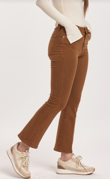 Jeanne Super High Rise Cropped Flare Jeans - Burnt Sienna image 1