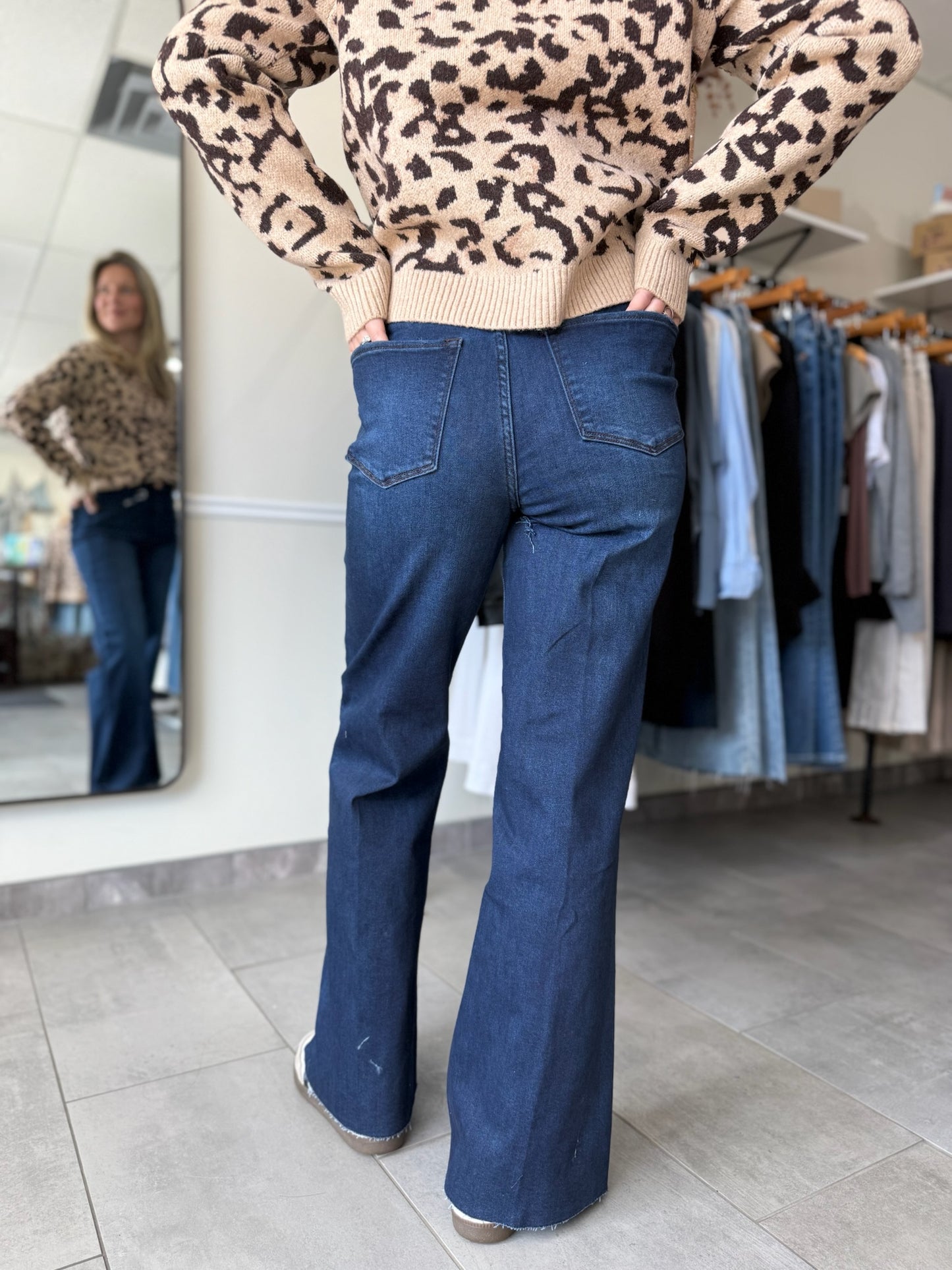 Fiona Wide Leg Jeans - Dark Knight