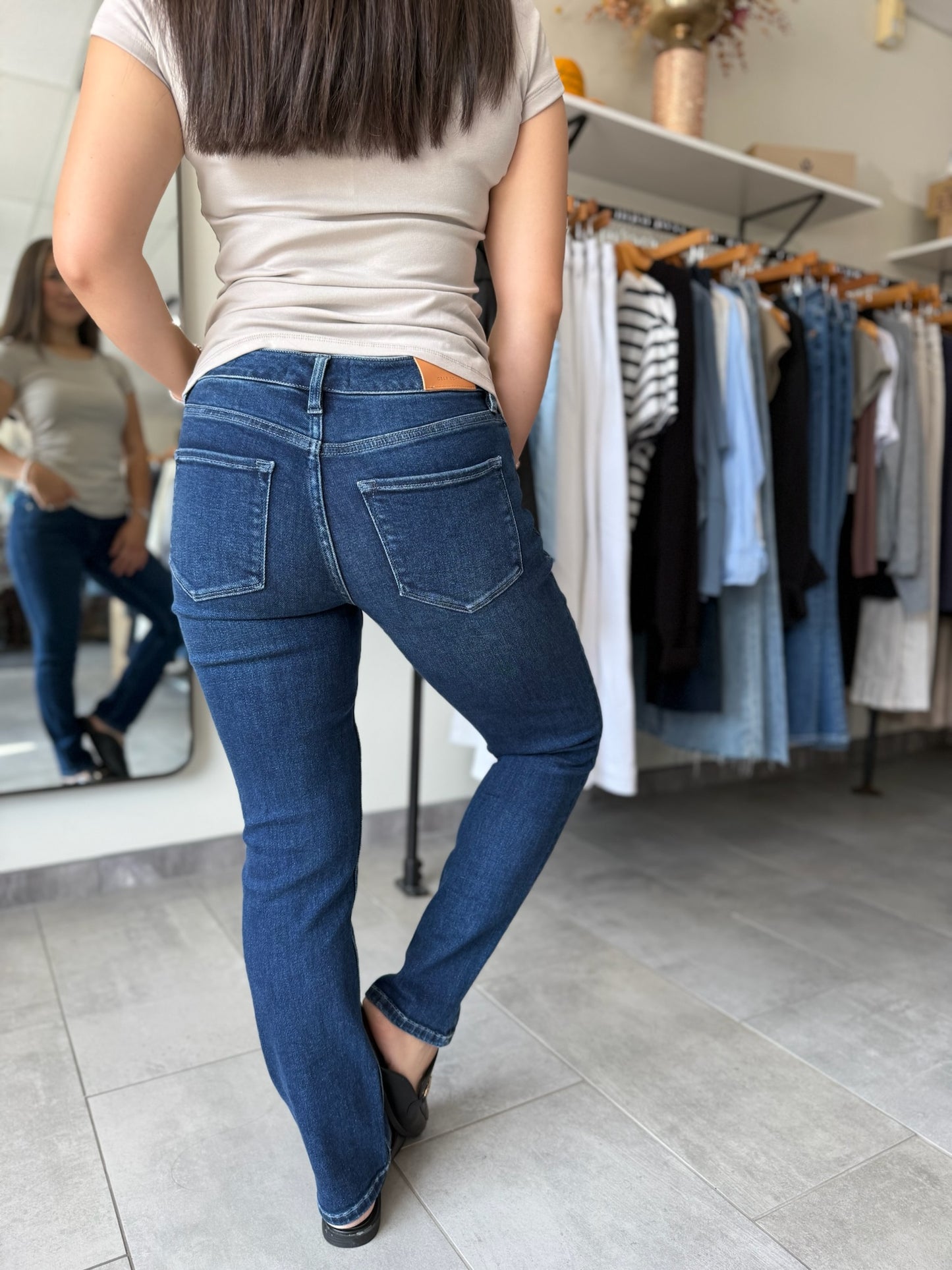 Blair Mid Rise Slim Straight Jeans - Riviera