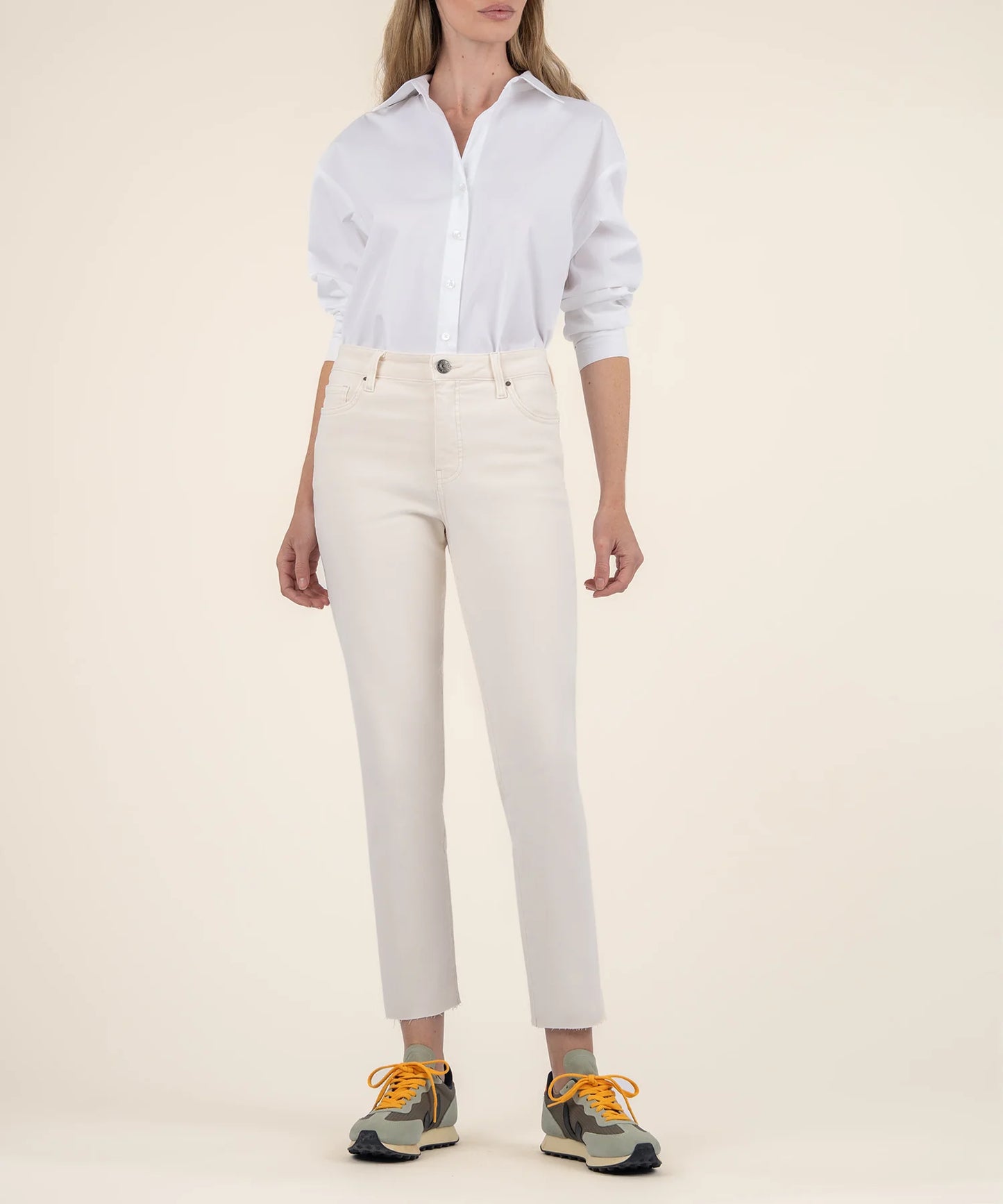 Reese High Rise Ankle Straight Jeans - Ecru image 0