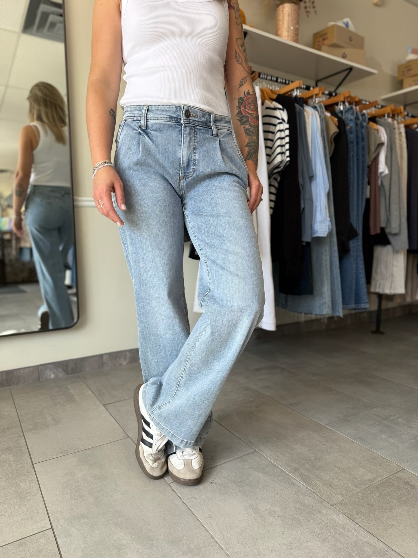 Jean High Rise Wide Leg Trousers