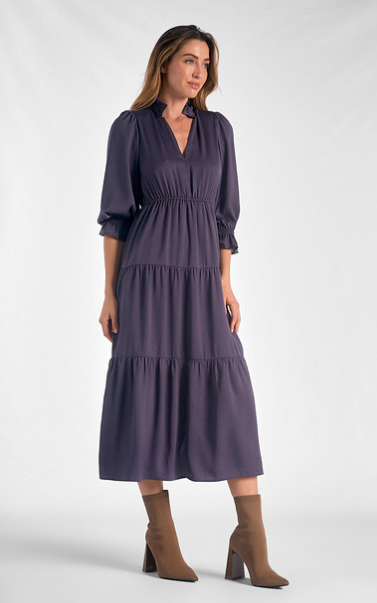 Tiered Silk Midi Dress image 3