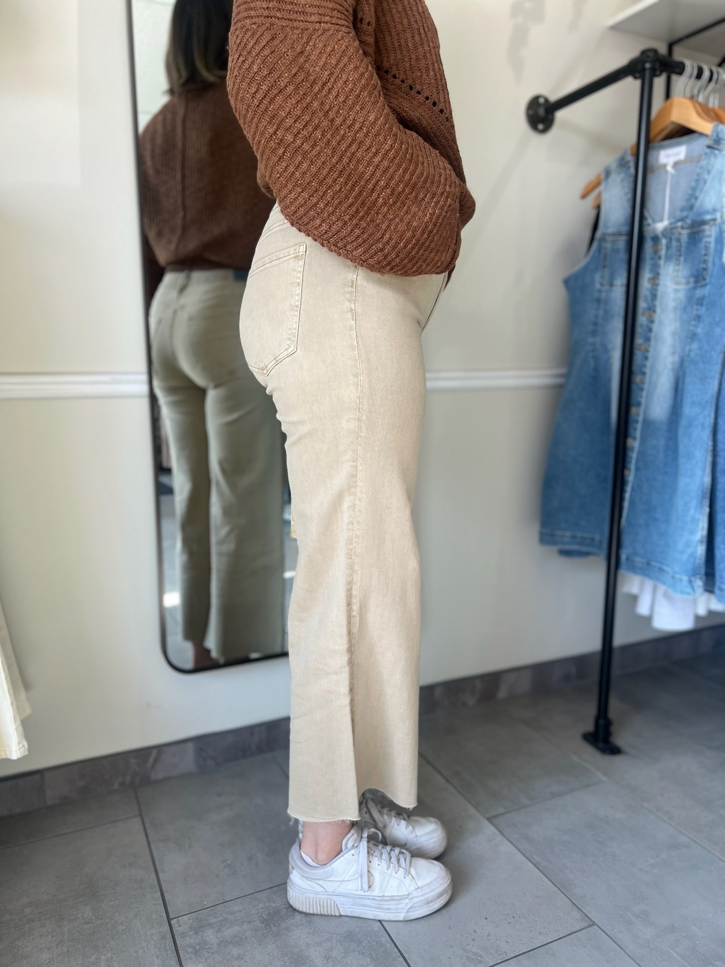 Meg High Rise Wide Legs - Biscuit