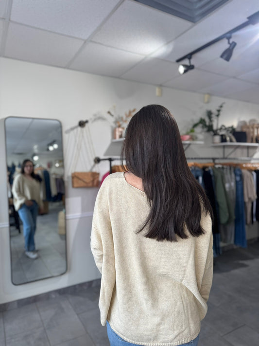 Garfield Hi-Low Sweater | Sand