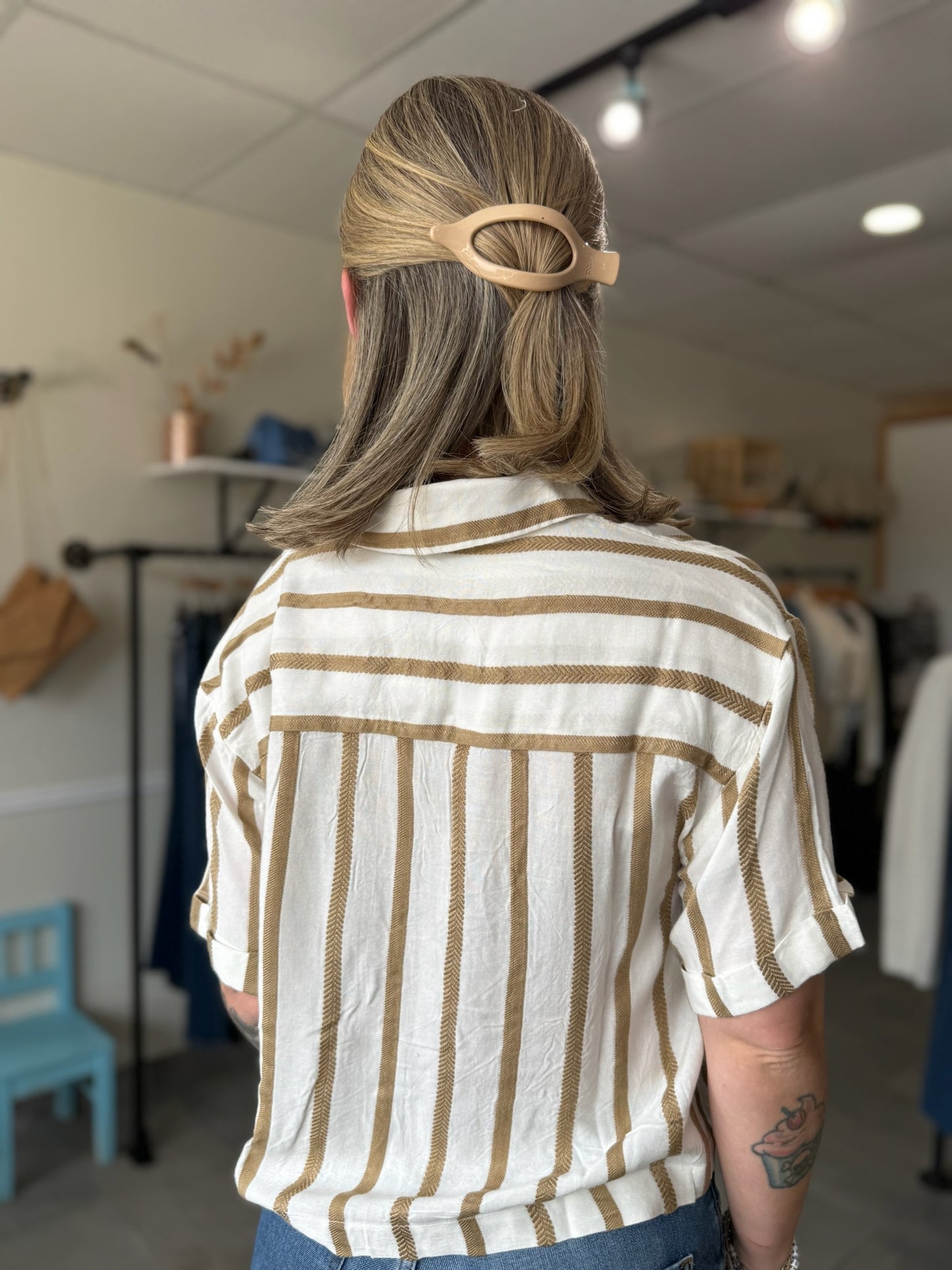 Aida Stripe Top | Golden