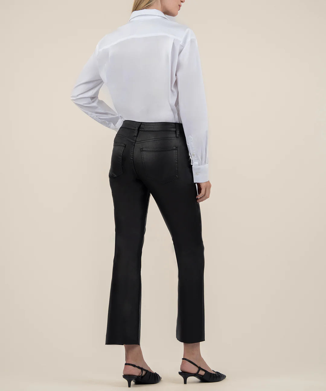Kelsey High Rise Ankle Flares - Coated Black image 1