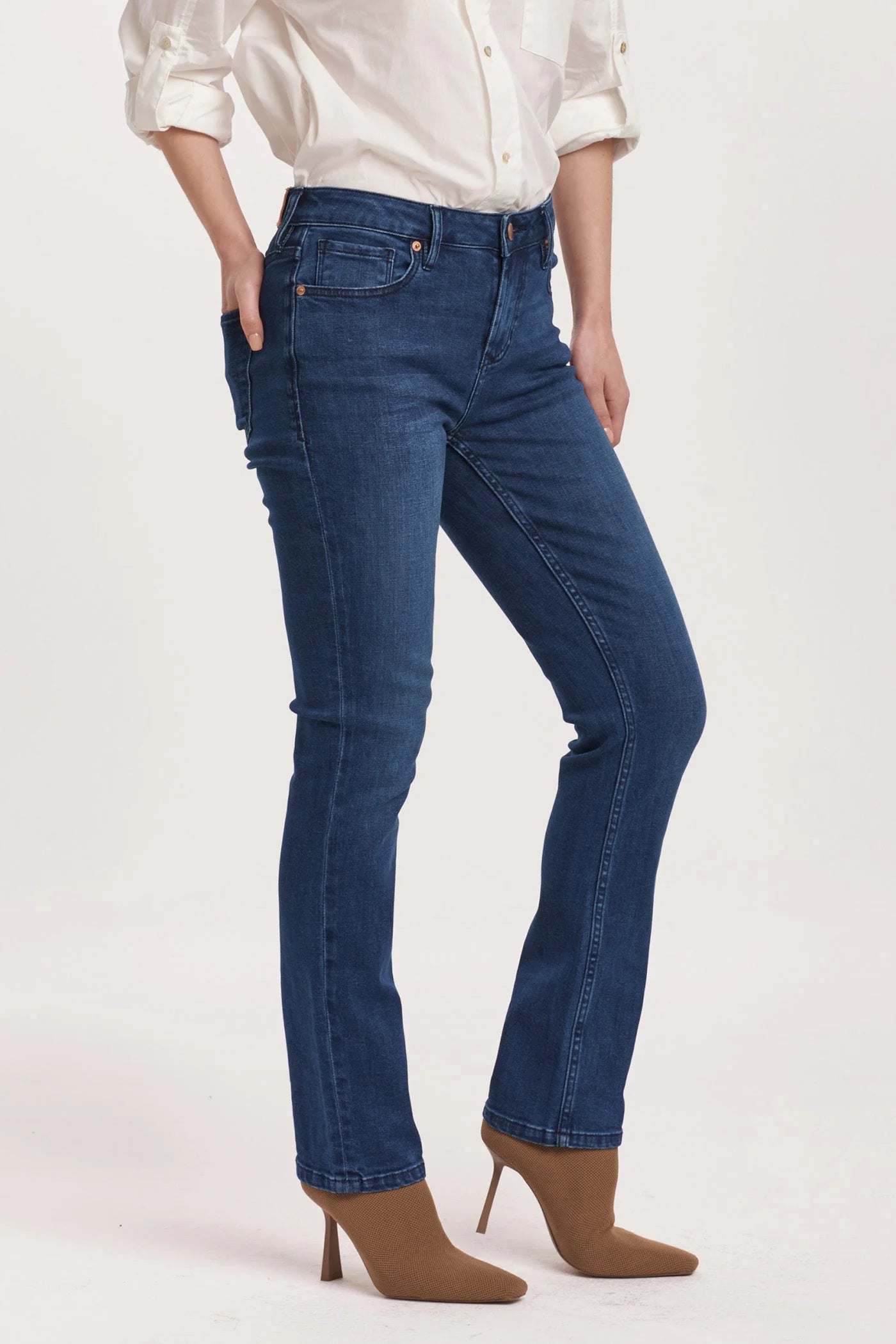 Blaire Mid Rise Slim Straight Jeans - Violet Blue image 1