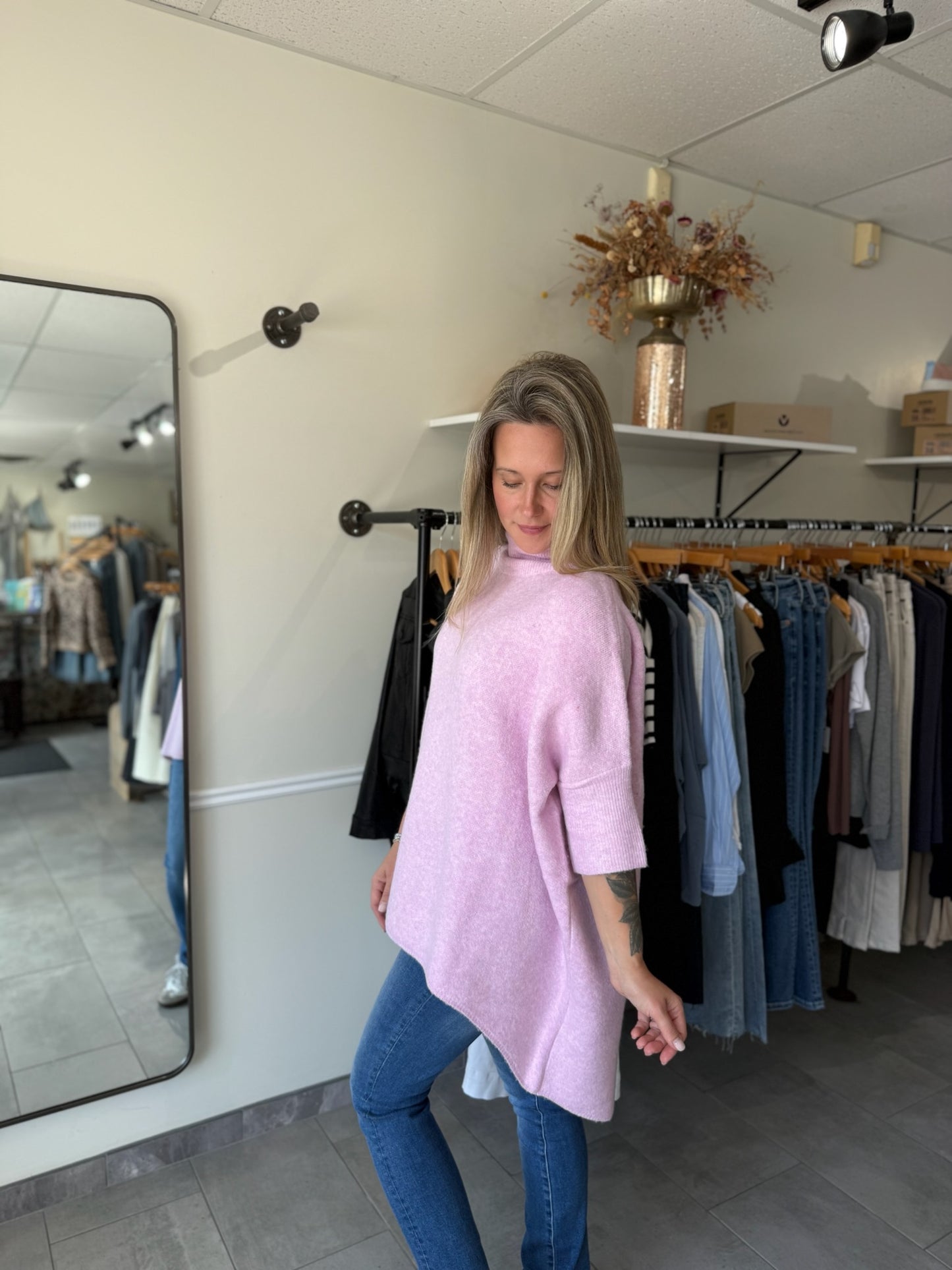 Dusty Pink Oversized Tunic Sweater