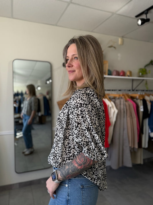 Costa Blouse | Black Pansey