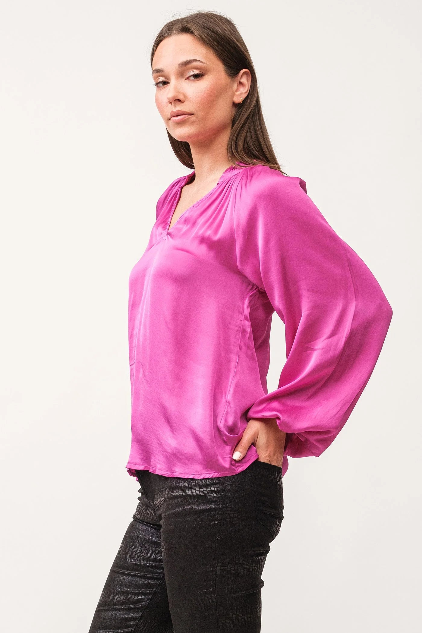 Manon V Neck Long Sleeve - Dahlia Mauve image 2