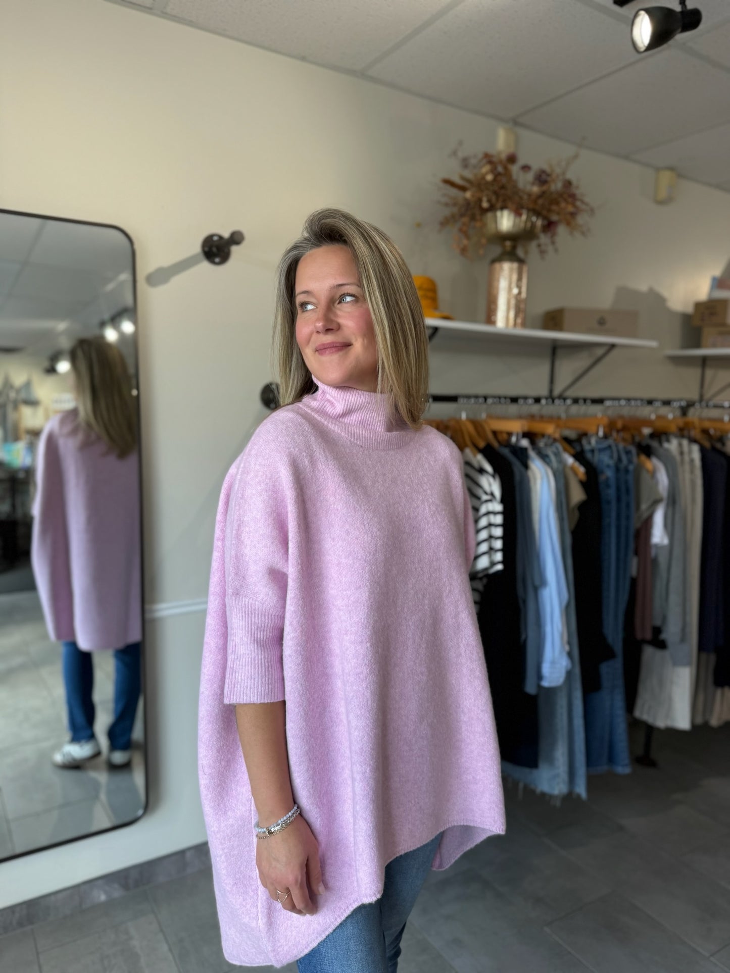 Dusty Pink Oversized Tunic Sweater
