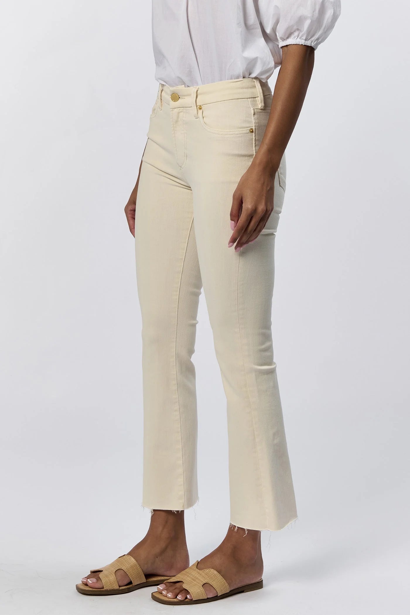 Jeanne Mid Rise Cropped Flare Jeans - Wheat image 2