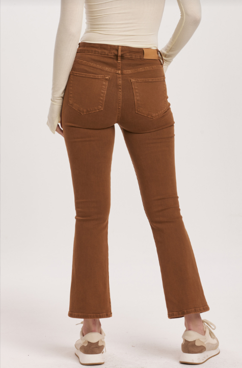 Jeanne Super High Rise Cropped Flare Jeans - Burnt Sienna image 2