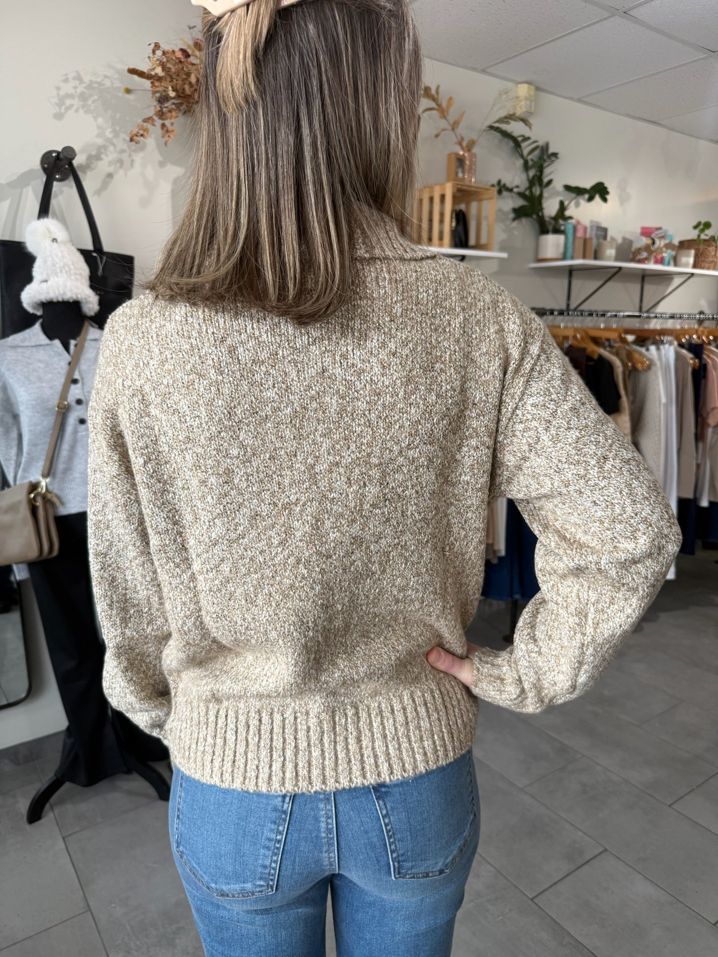 Coryn Full Zip Sweater | Stone