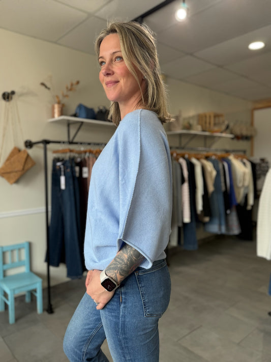 Super Soft 3/4 Sleeve Dolman Sweater | Light Blue