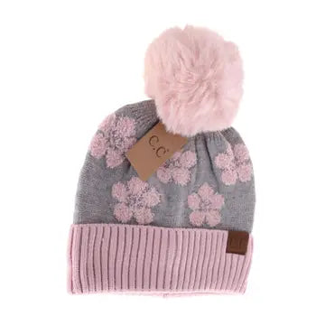 Daisy Patterned Faux Fur C.C Beanie