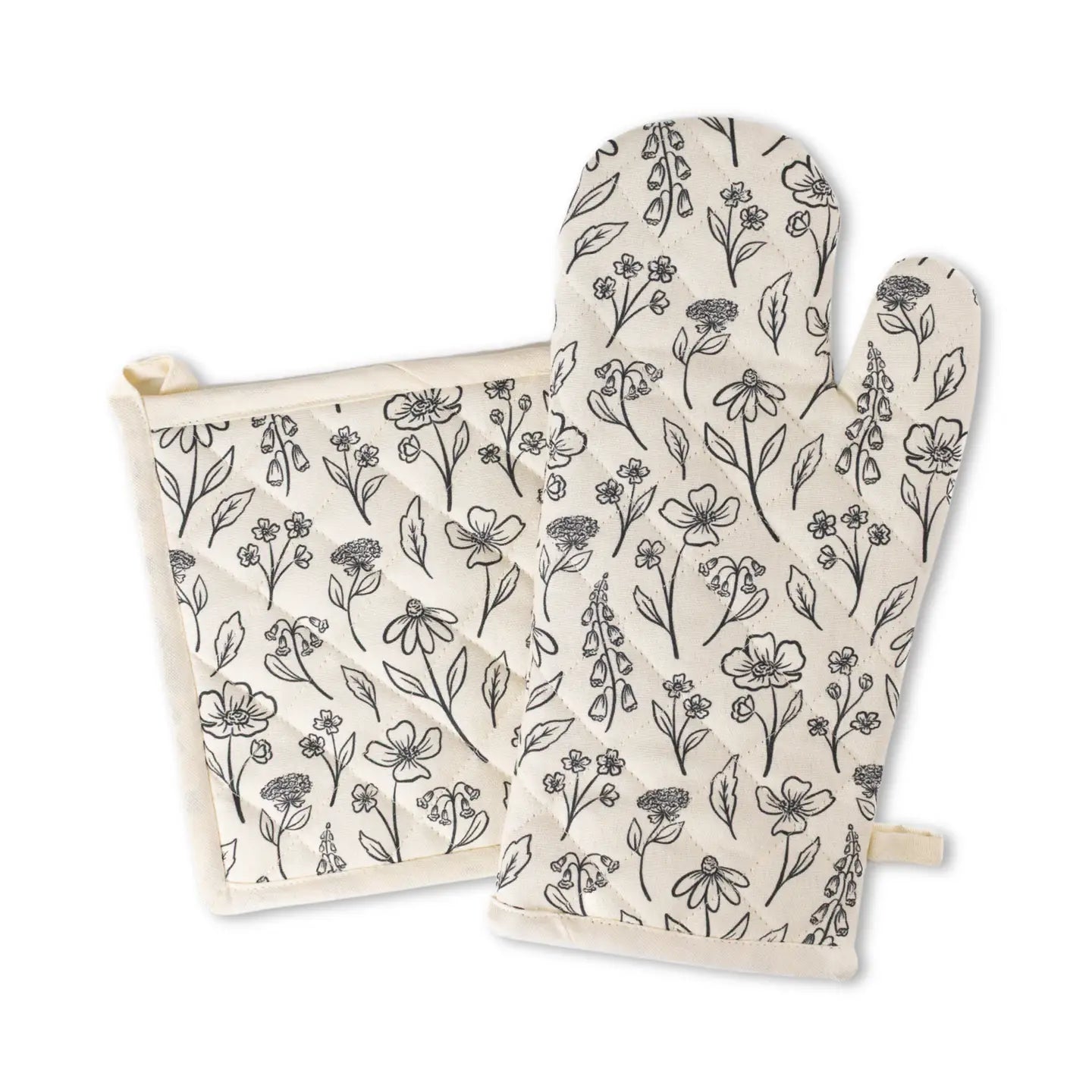Oven Mitt & Pot Holder Gift Set | Pressed Floral