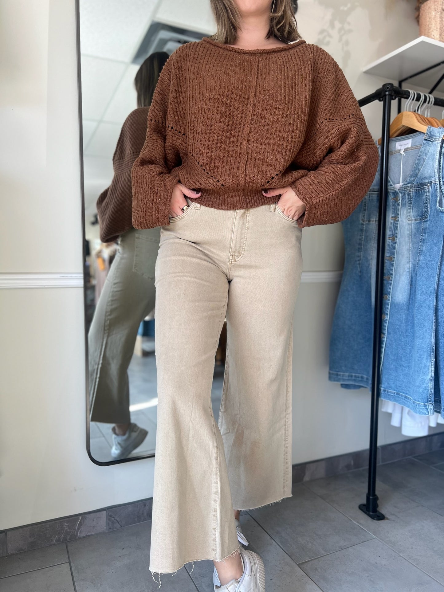 Meg High Rise Wide Legs - Biscuit
