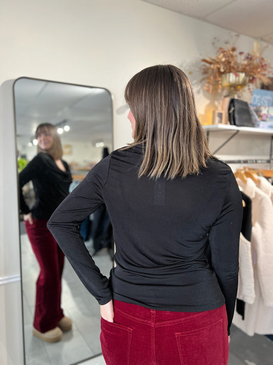 Cowl Neck Long Sleeve | Black