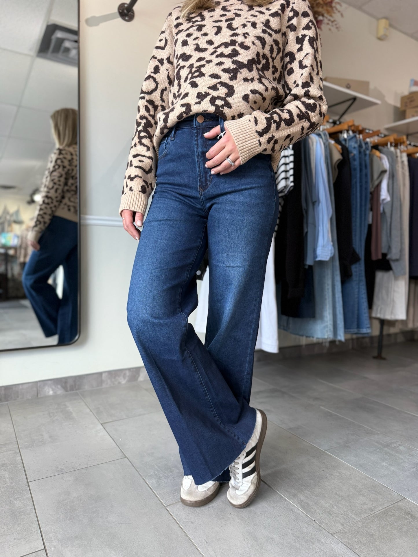 Fiona Wide Leg Jeans - Dark Knight
