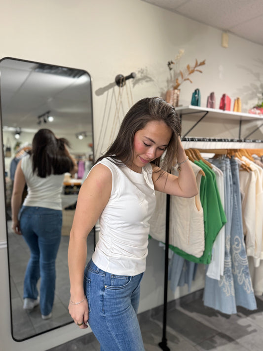 Rayna Banded Tank | Ivory