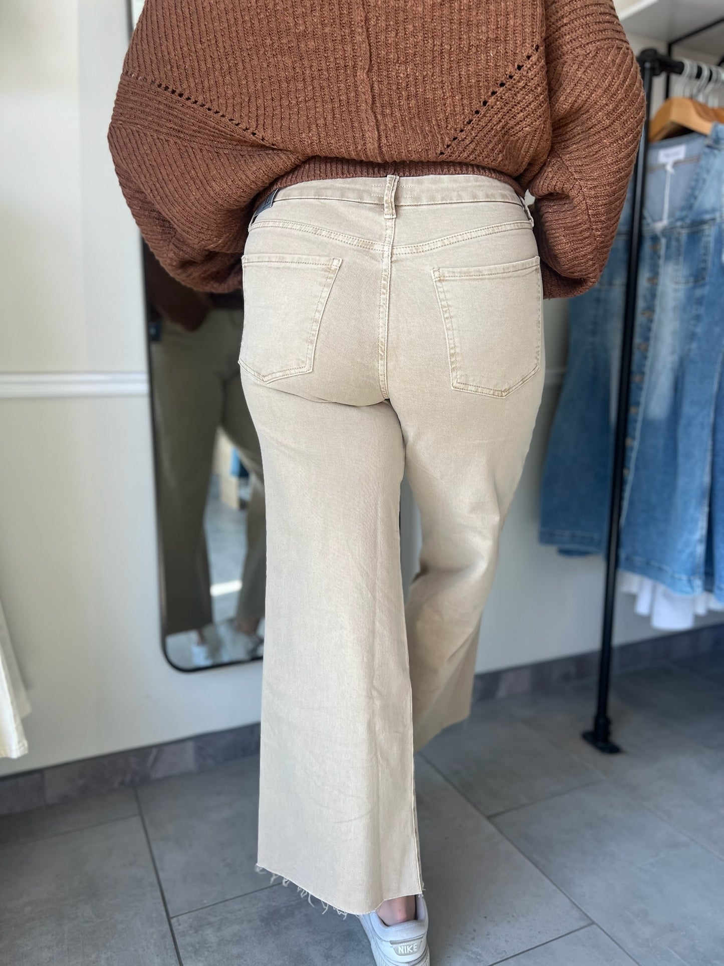 Meg High Rise Wide Legs - Biscuit