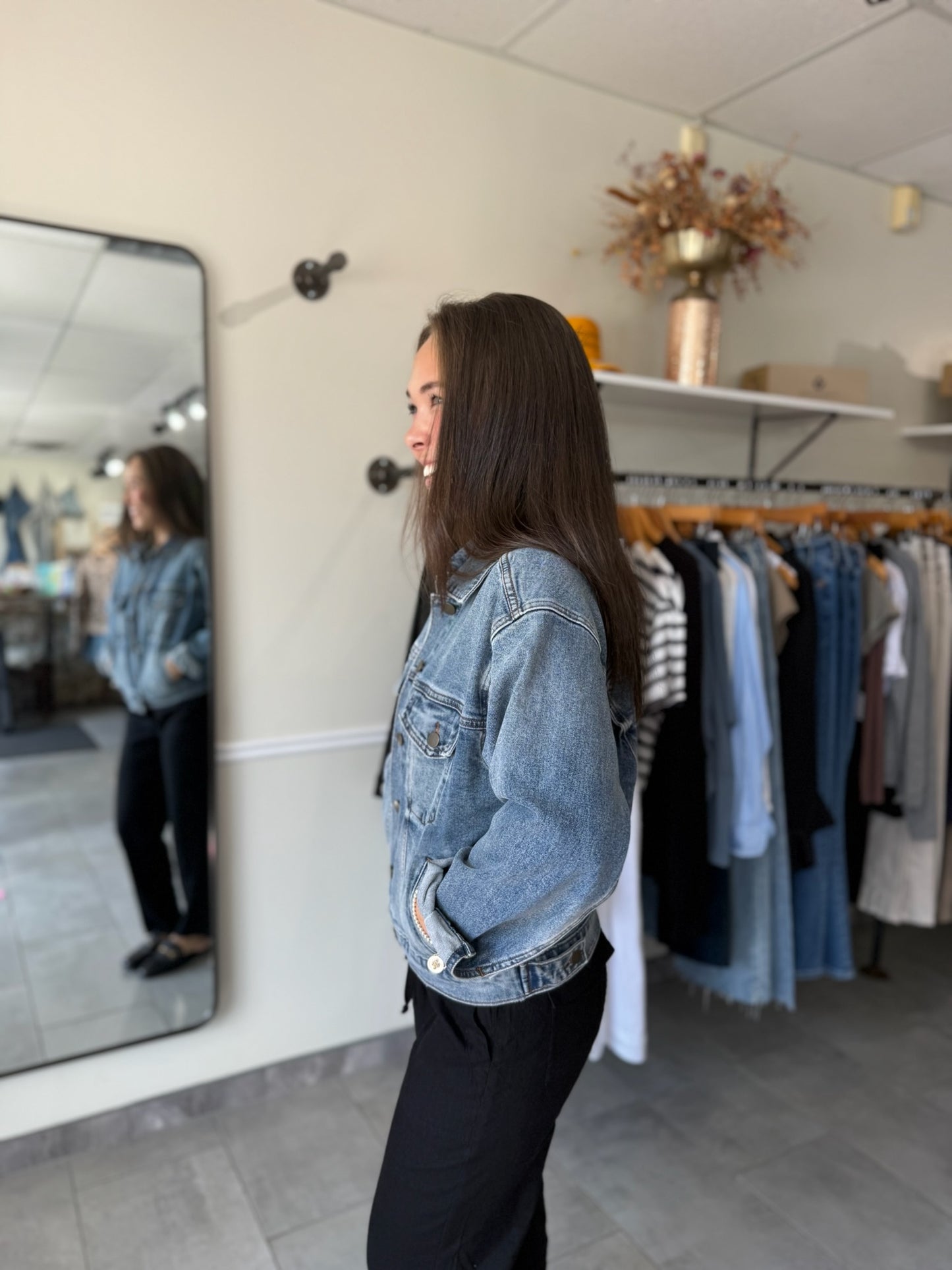 Liz Trucker Drop Shoulder Denim Jacket