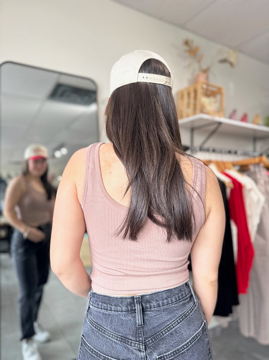 Seamless & Padded Scoop Neck Tank | Dark Taupe