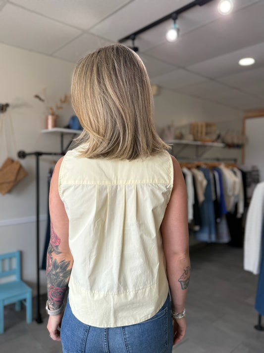 Monroe Poplin Top | Butter Yellow