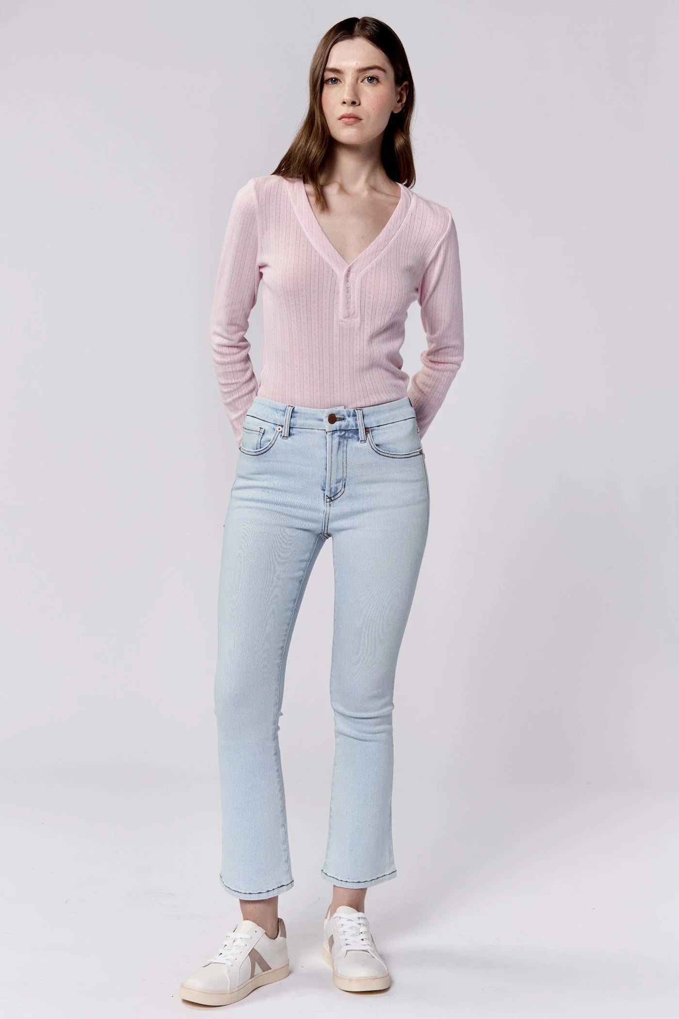 Jeanne Mid Rise Cropped Flare Jeans - Positano