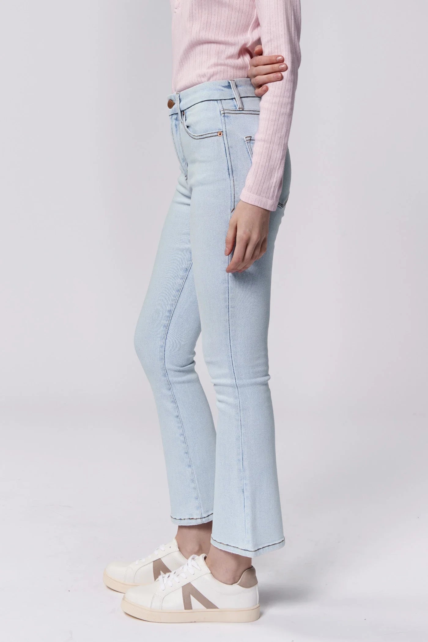 Jeanne Mid Rise Cropped Flare Jeans - Positano