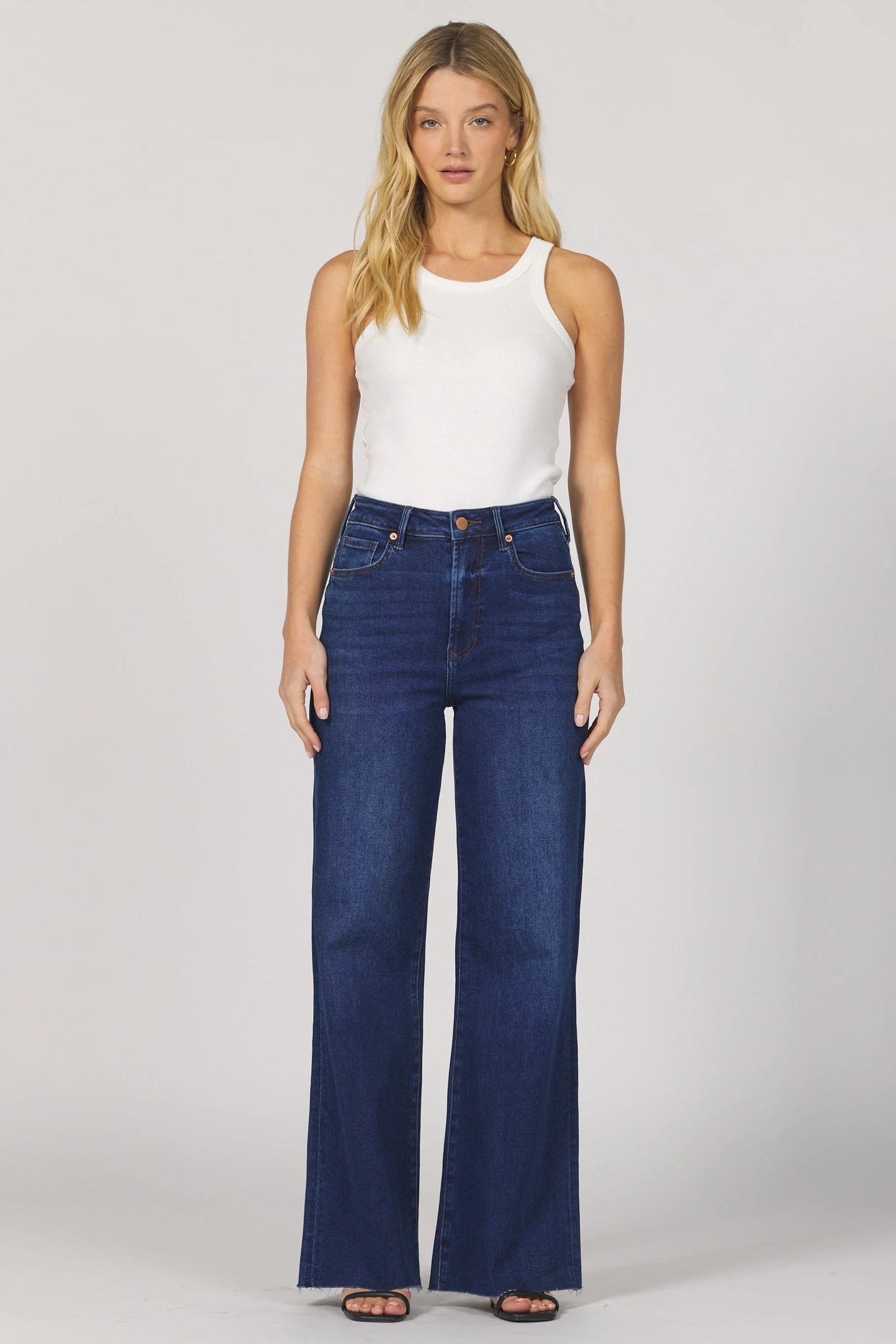 Fiona Wide Leg Jeans - Dark Knight
