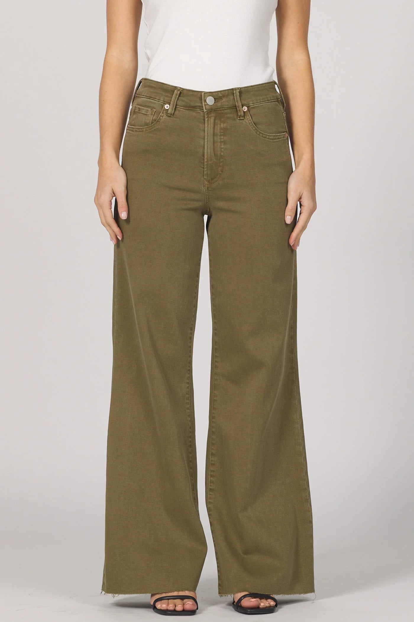 Fiona Wide Leg Jeans - Olive Branch