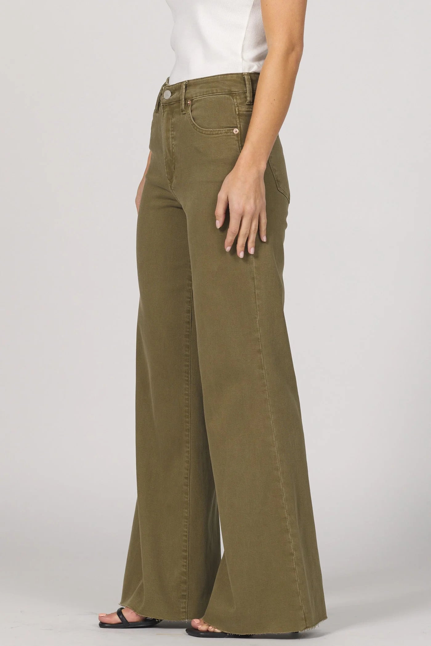 Fiona Wide Leg Jeans - Olive Branch