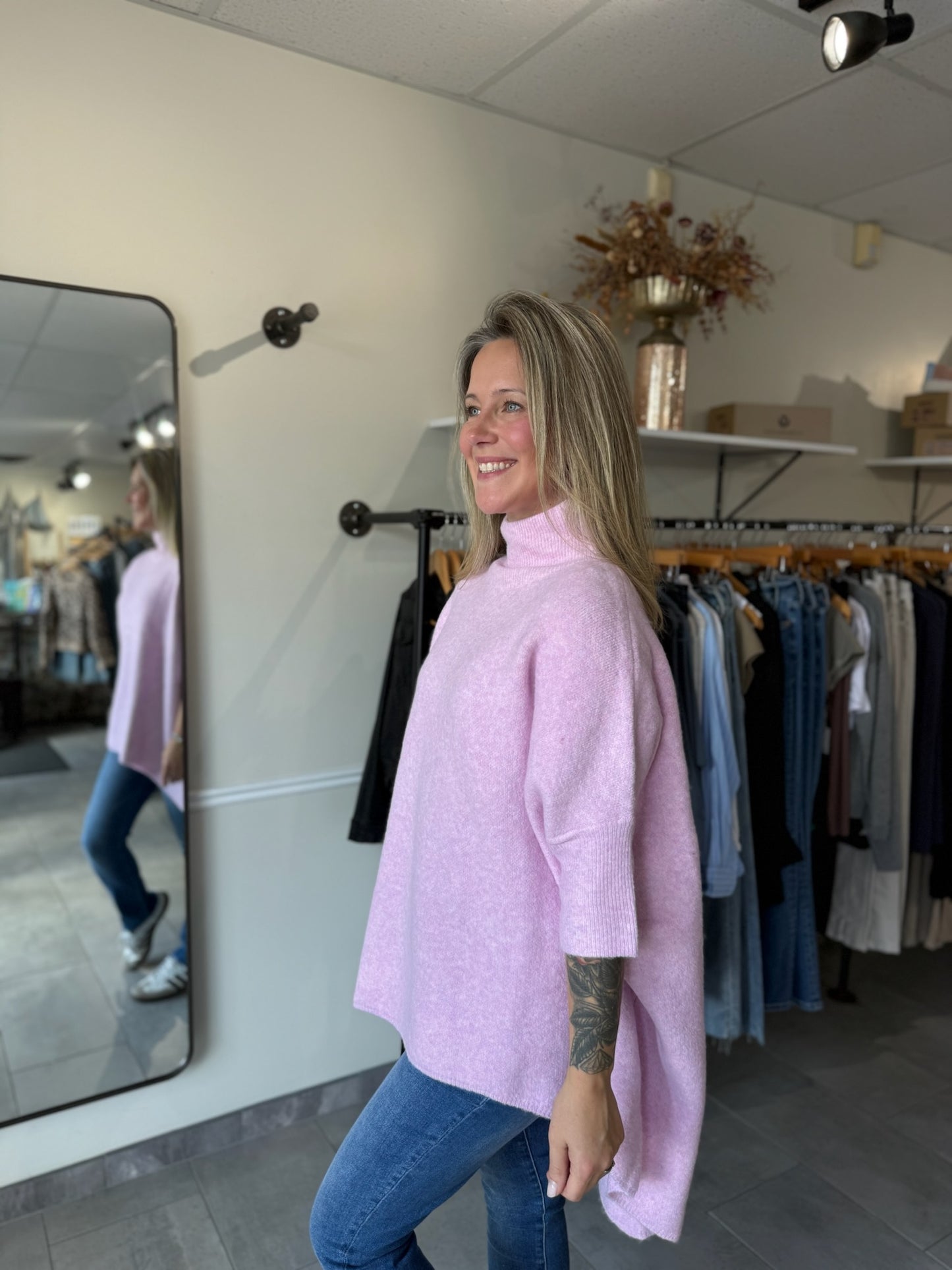 Dusty Pink Oversized Tunic Sweater