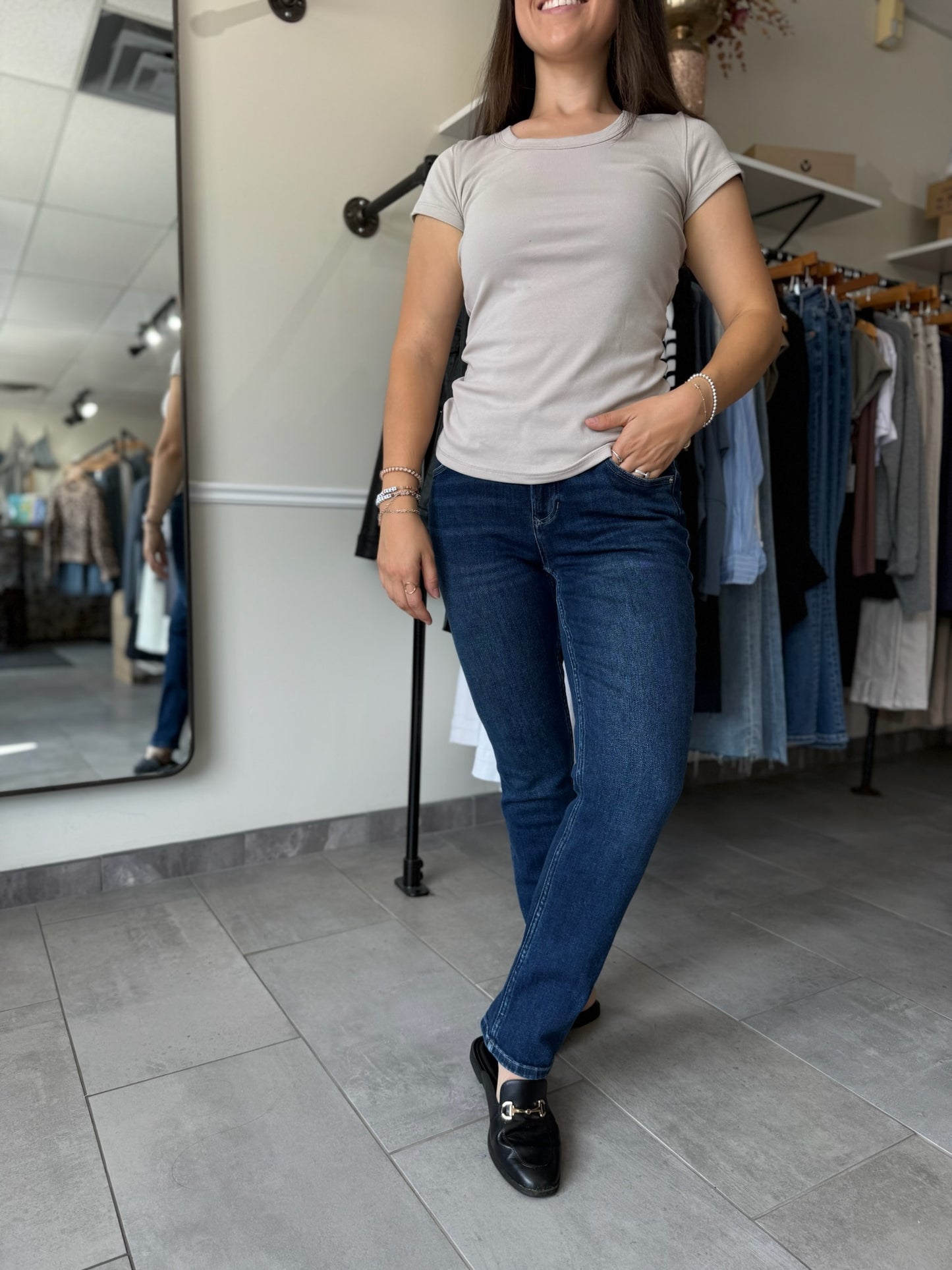 Blair Mid Rise Slim Straight Jeans - Riviera