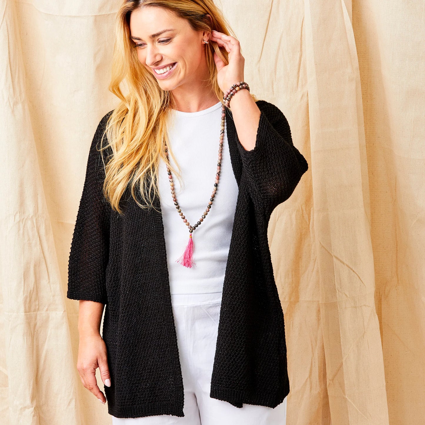 Ferelith Open Weave Cardigan | Black