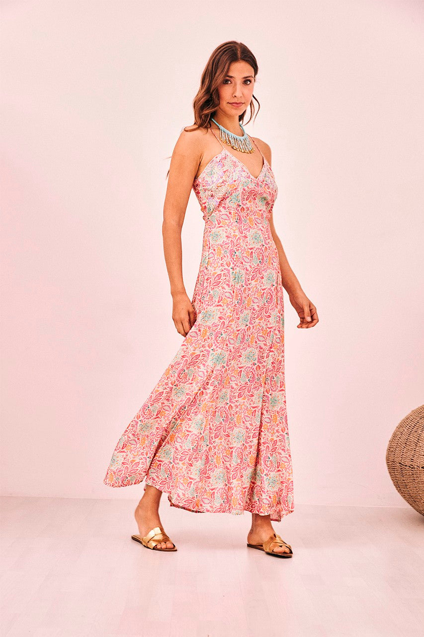 Multicolor Sequin Detail Maxi Dress