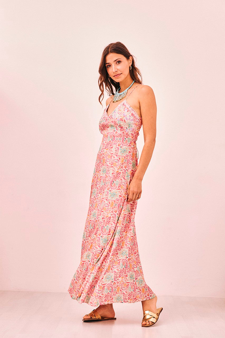 Multicolor Sequin Detail Maxi Dress