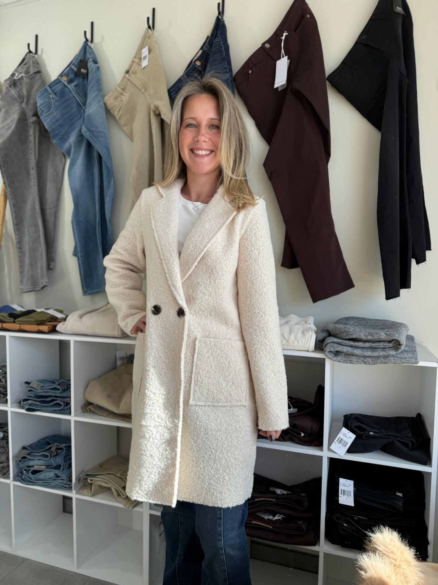 Gia Faux Shearling Long Coat – Tan