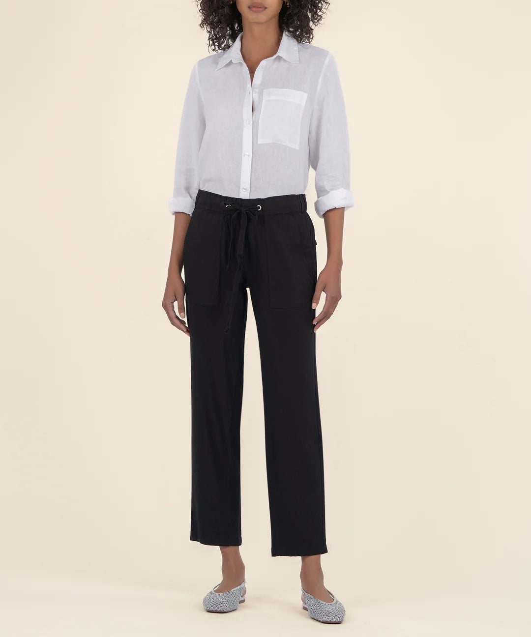 Rosalie Linen Drawstring Pant - Black