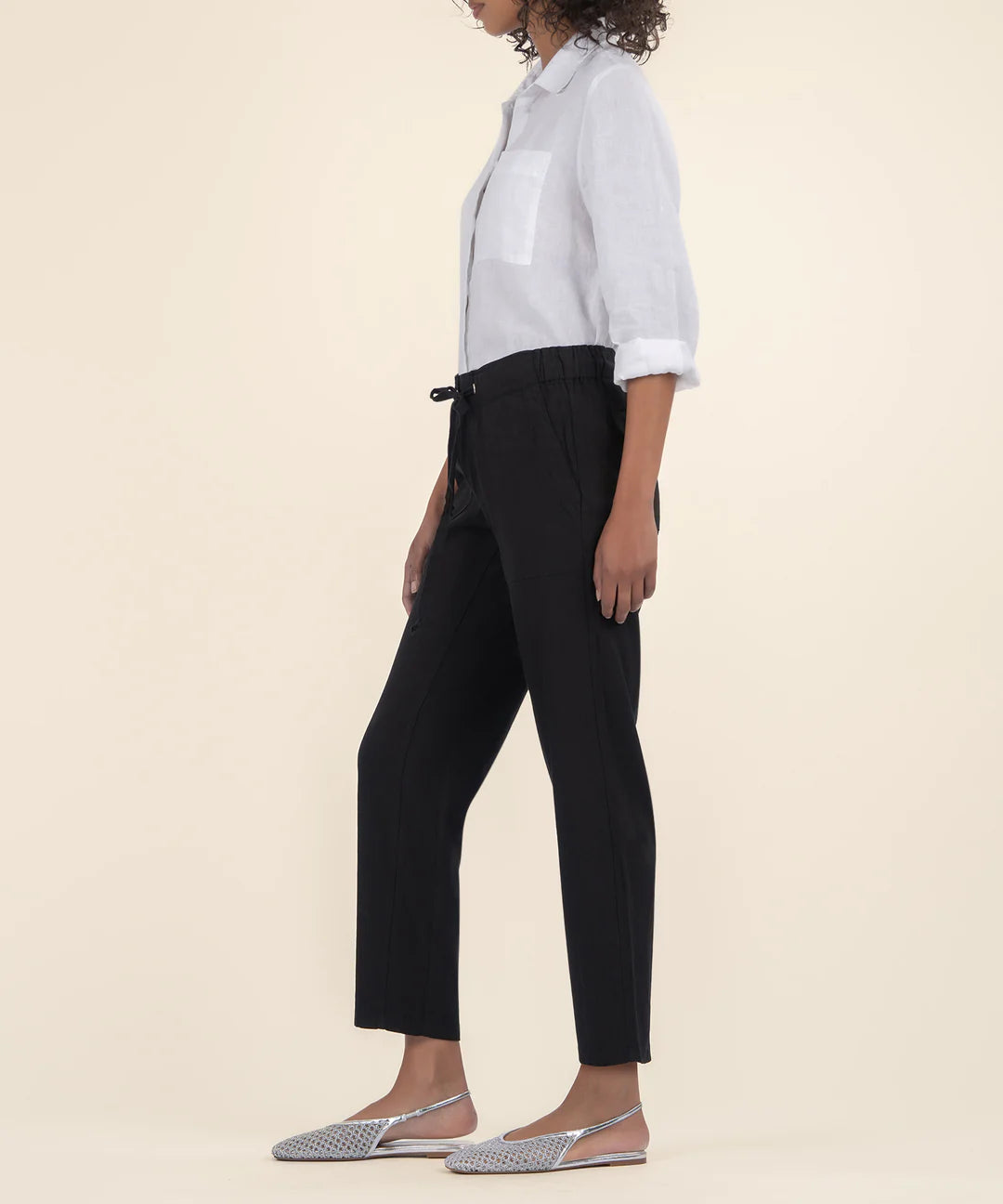 Rosalie Linen Drawstring Pant - Black
