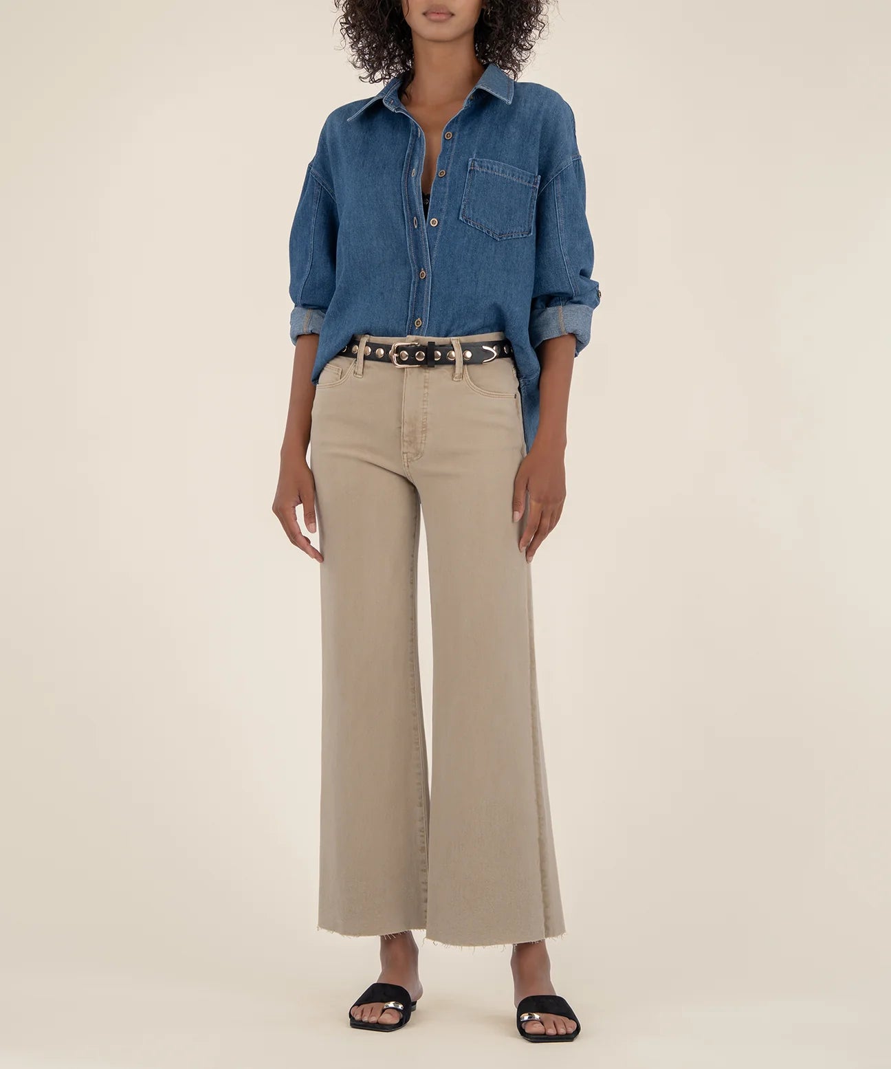 Meg High Rise Wide Legs - Biscuit