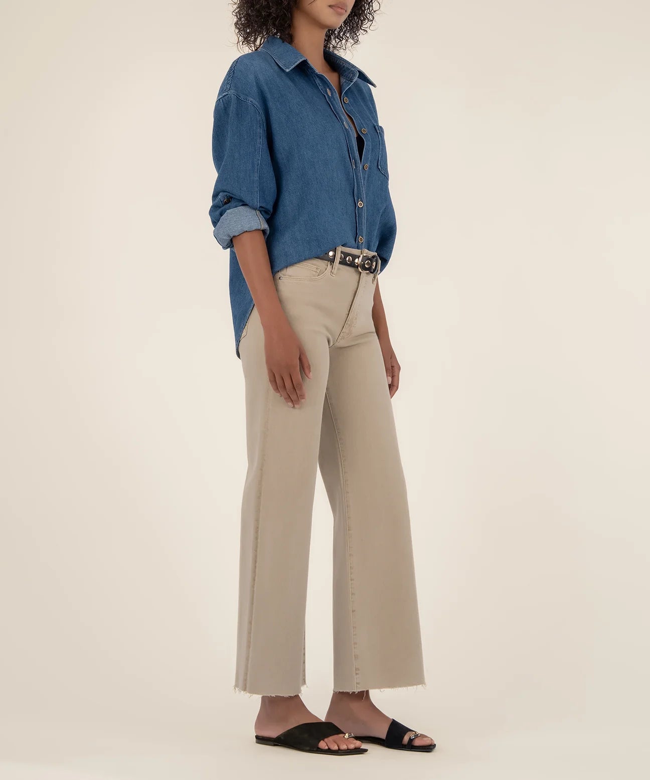 Meg High Rise Wide Legs - Biscuit