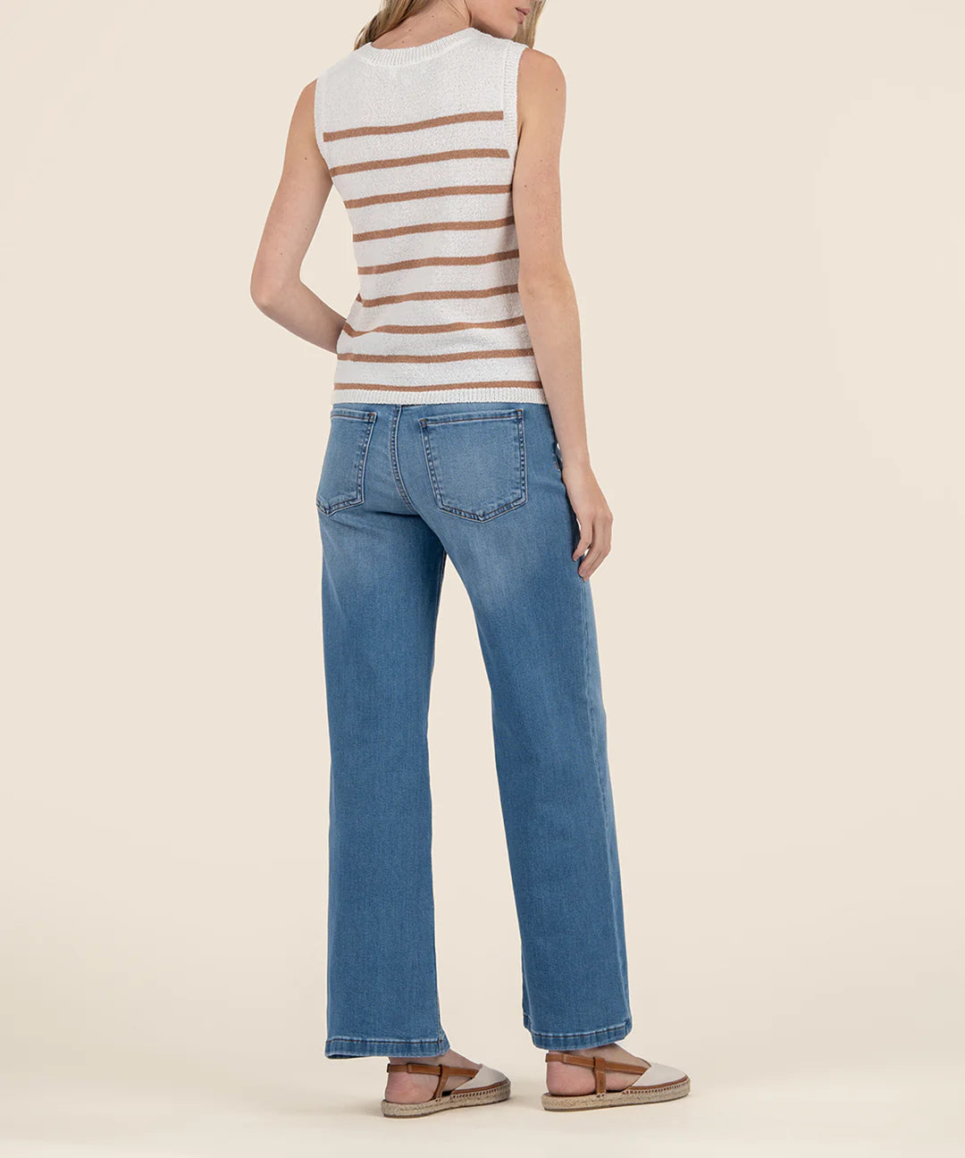 Contessa Knit Sweater Vest - Ivory/Tan