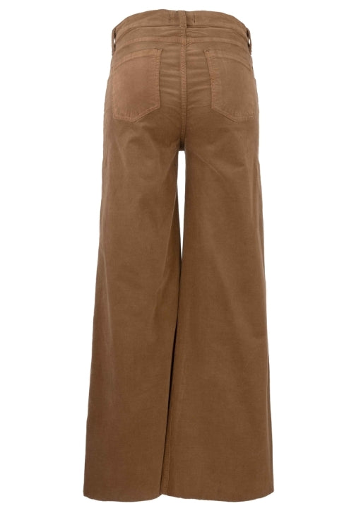 Meg High Rise Fab Ab Wide Leg Corduroy Pants - Cognac