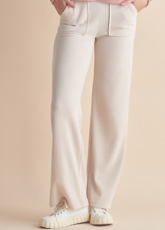 Wide Leg Corduroy Lounge Pants - Ivory